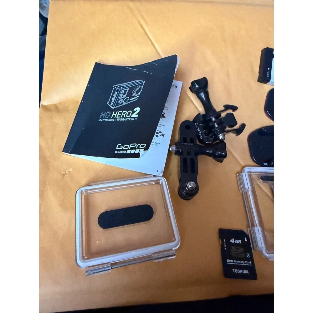 GoPro HD Hero 2 Accessory Bundle Battery 4GB SD Card Mounts Manual Backdoors